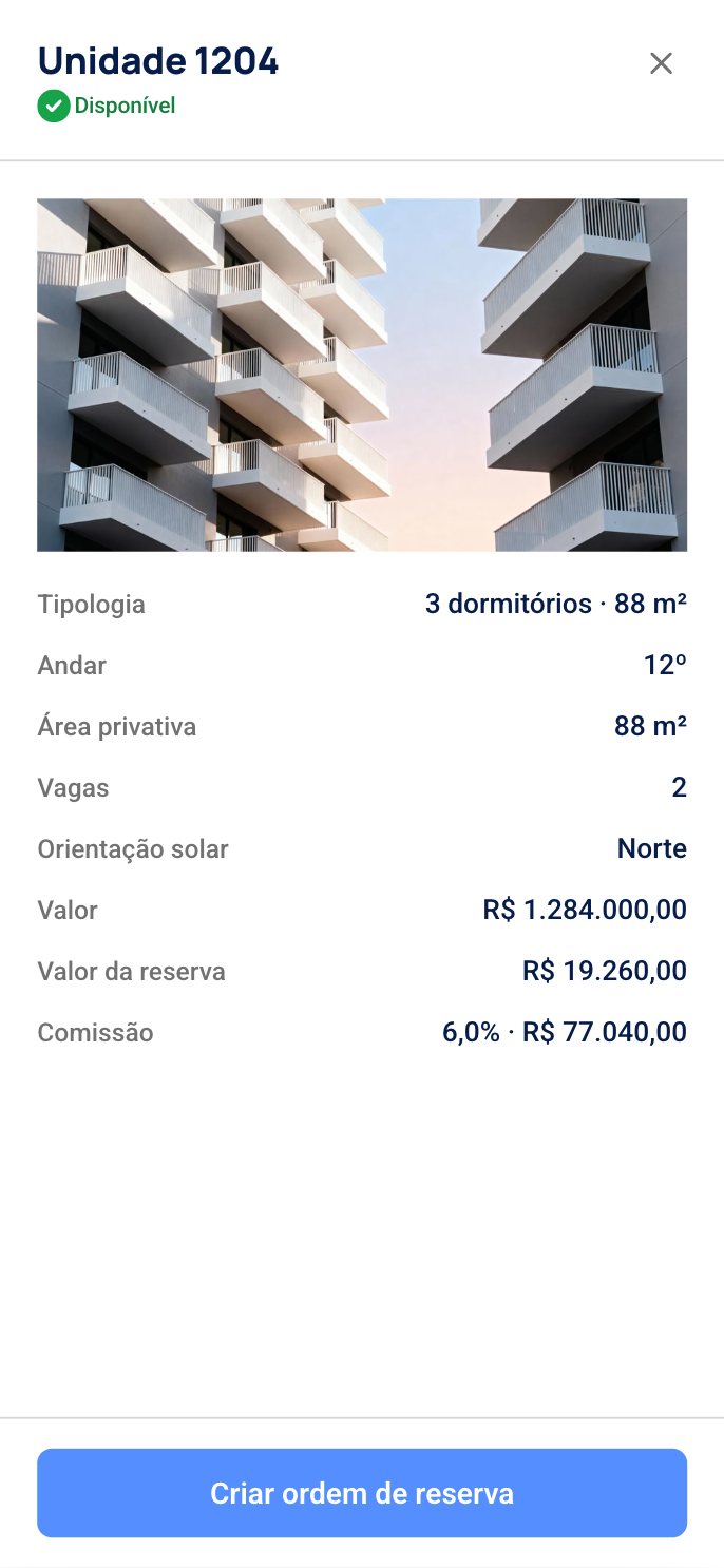 Unidades na vitrine do corretor